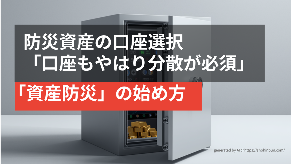 半開きのモダンな電子金庫の内部に、積まれた金の延べ棒と電子画面が収められているミニマルな3Dイラスト 現代の金庫である証券口座を比喩している。