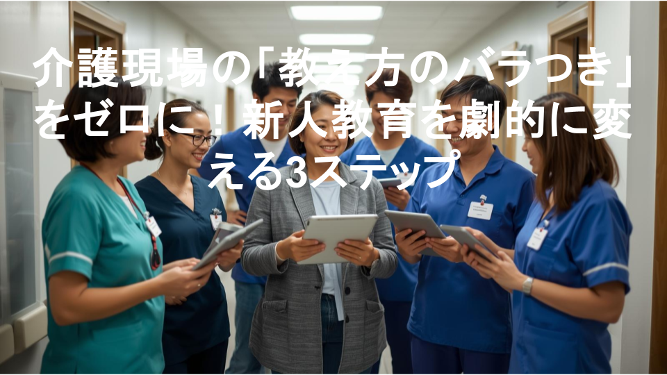 介護現場の「教え方のバラつき」をゼロに！新人教育を劇的に変える3ステップ
