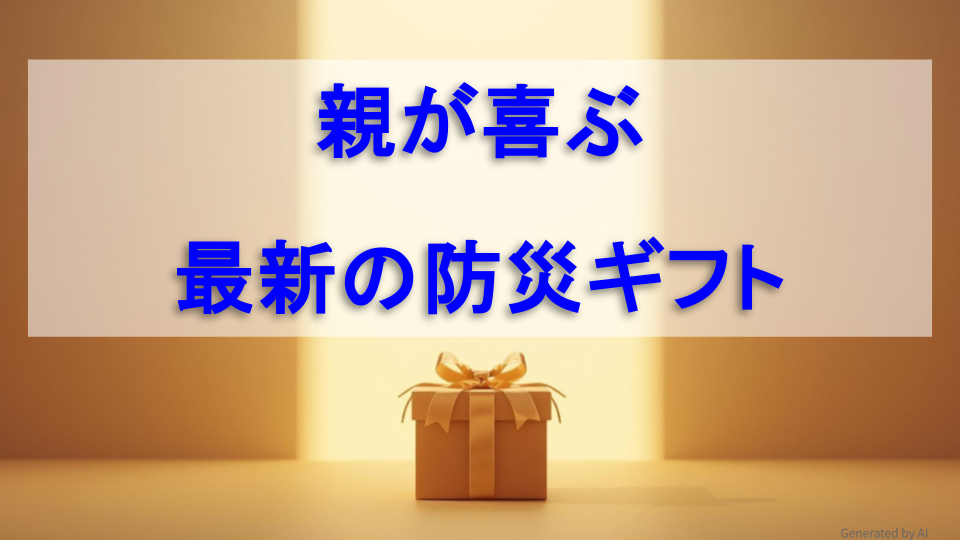 背景は柔らかな光が差し込むベージュトーンの空間で、中央にゴールドのリボンがかかった上品なギフトボックスが置かれている。