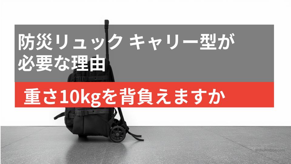 キャスターつき防災リュックをキャリーとして引いて移動する様子
