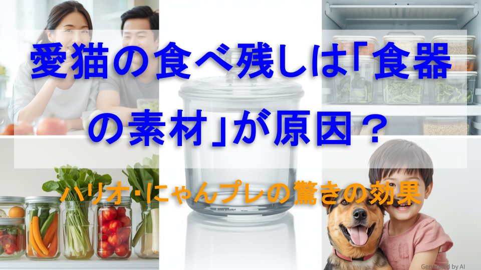 笑顔の家族と猫、鮮やかな野菜、整理された冷蔵庫が並ぶ。適した食器を使うことで家事が楽になり、安全で豊かな暮らしが実現している様子を描いたコラージュ画像。