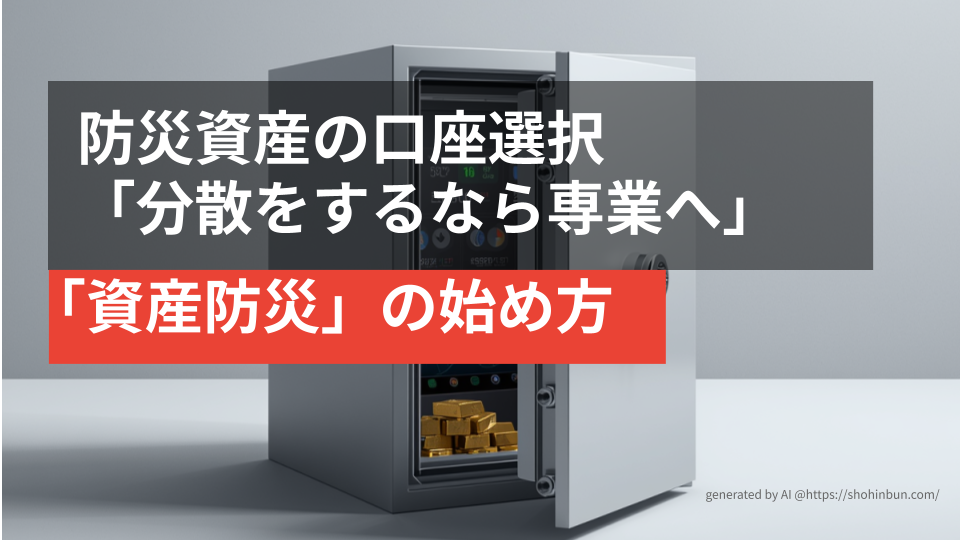 半開きのモダンな電子金庫の内部に、積まれた金の延べ棒と電子画面が収められているミニマルな3Dイラスト 現代の金庫である証券口座を比喩している。